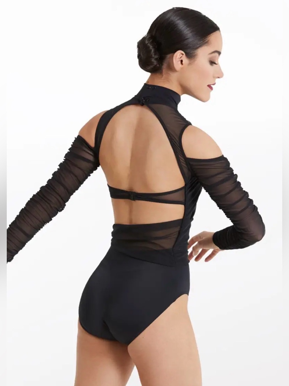 BALERA cold shoulder mesh leotard Weissman Long Sleeve size LC large child
